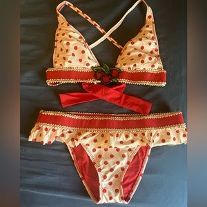 Betsy Johnson cherry polka dot bikini size medium